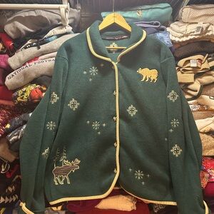Vintage Christopher Banks Nature Outdoors Fleece Cardigan Sweater Women’s Large